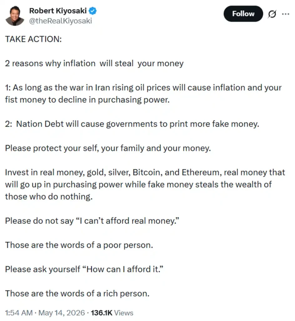 “Rich Dad Poor Dad” author’s views.
