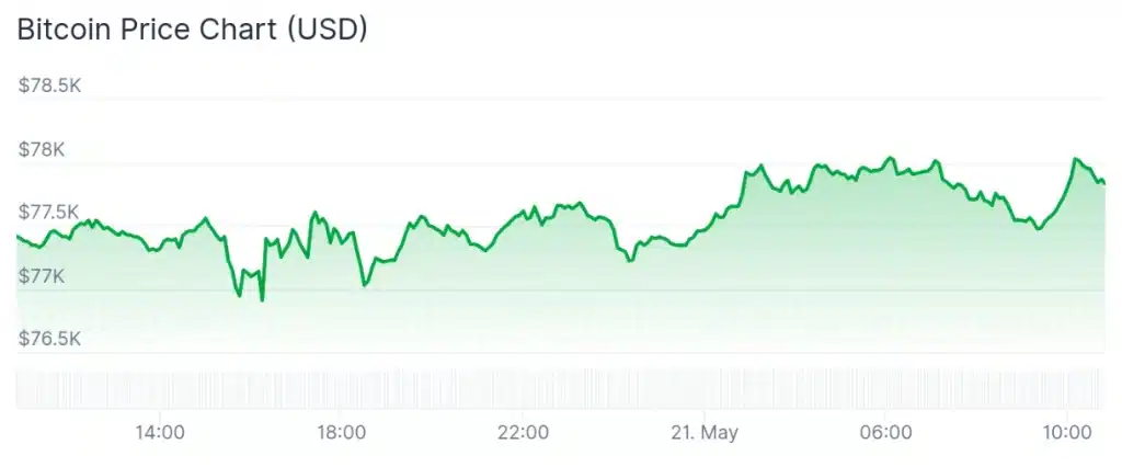 Bitcoin price 24-hour chart.