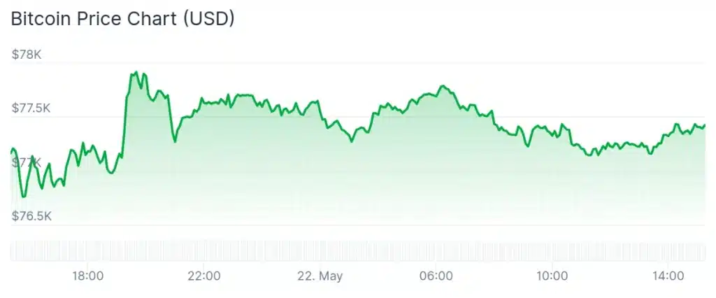 Bitcoin price 24-hour chart.