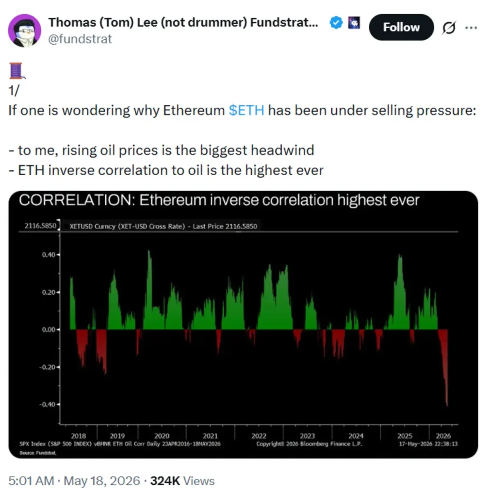 Bitmine chair’s views on ETH price.