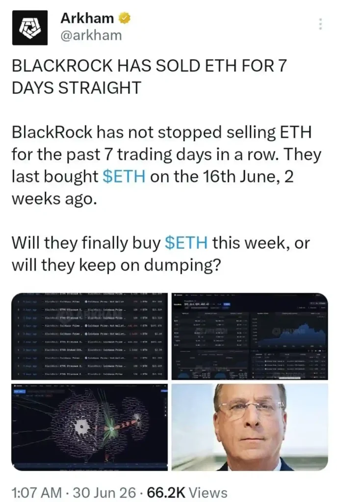 BlackRock Has Sold ETH for 7 Straight Days — Is Institutional Sentiment Changing?
