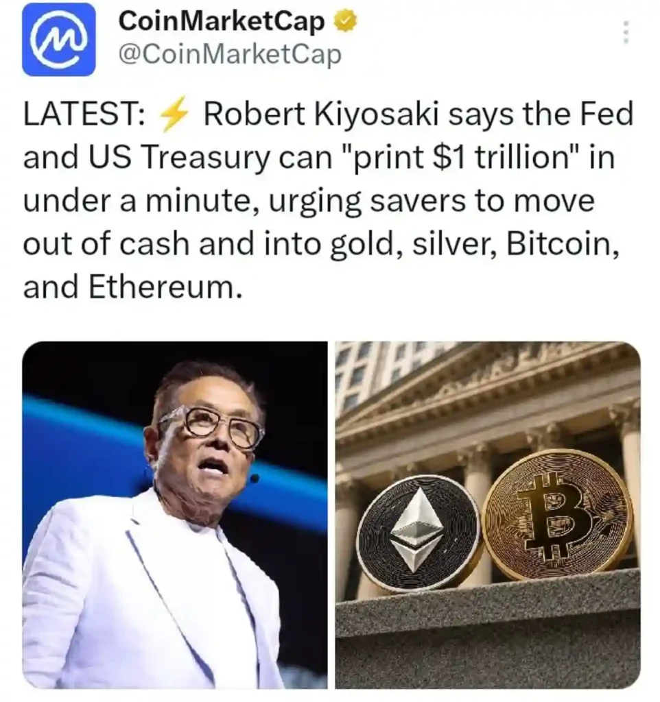 Kiyosaki's Latest Warning Puts Bitcoin, Ethereum, and Gold Back in the Spotlight