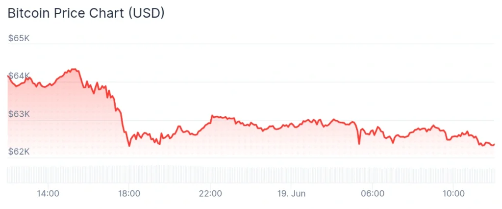 Bitcoin price 24-hour chart.