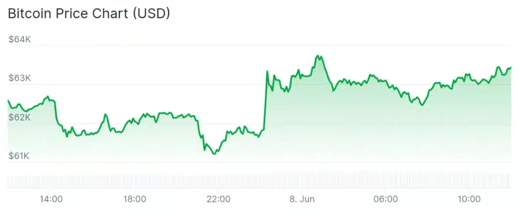 Bitcoin price 24-hour chart.