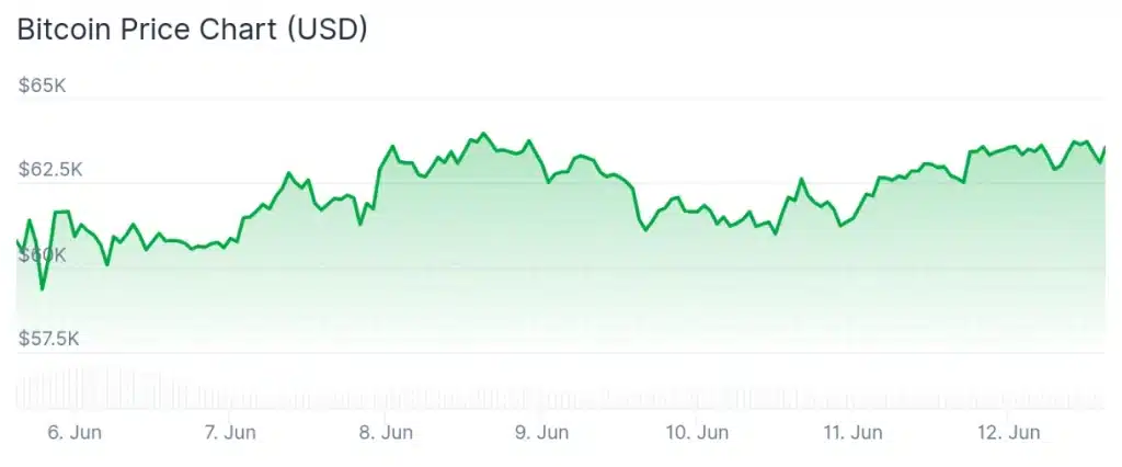 Bitcoin price 7-day chart.
