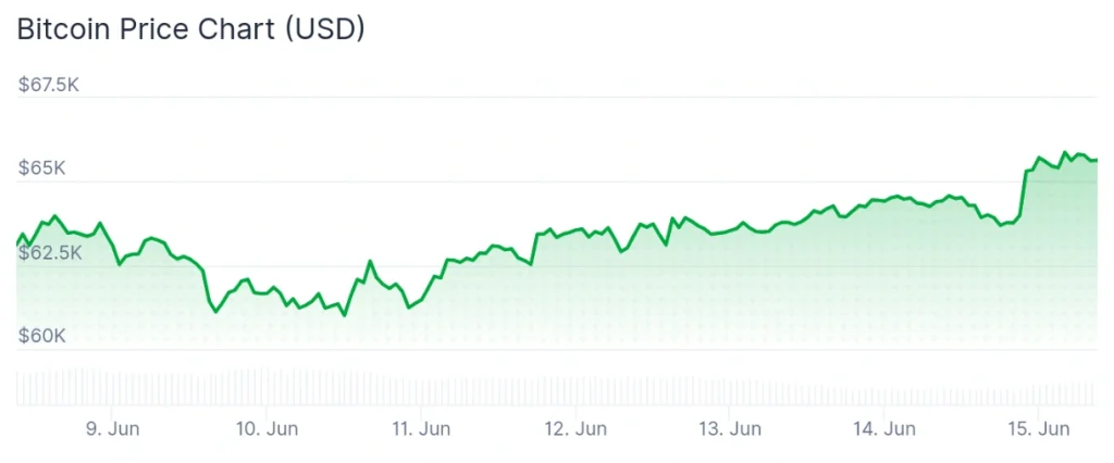 Bitcoin price 7-day chart.