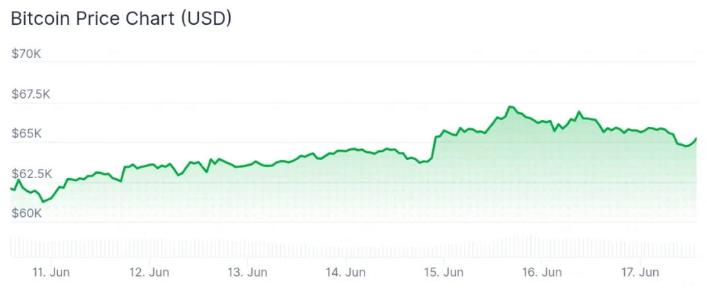 Bitcoin price 7-day chart.