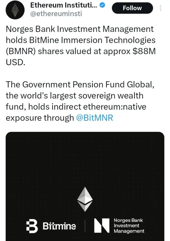 The World's Largest Sovereign Wealth Fund Is Now Indirectly Exposed To Ethereum: Bullish?